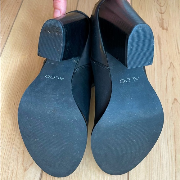 Aldo Black Leather Ankle Boots with Heel - Picture 3 of 5